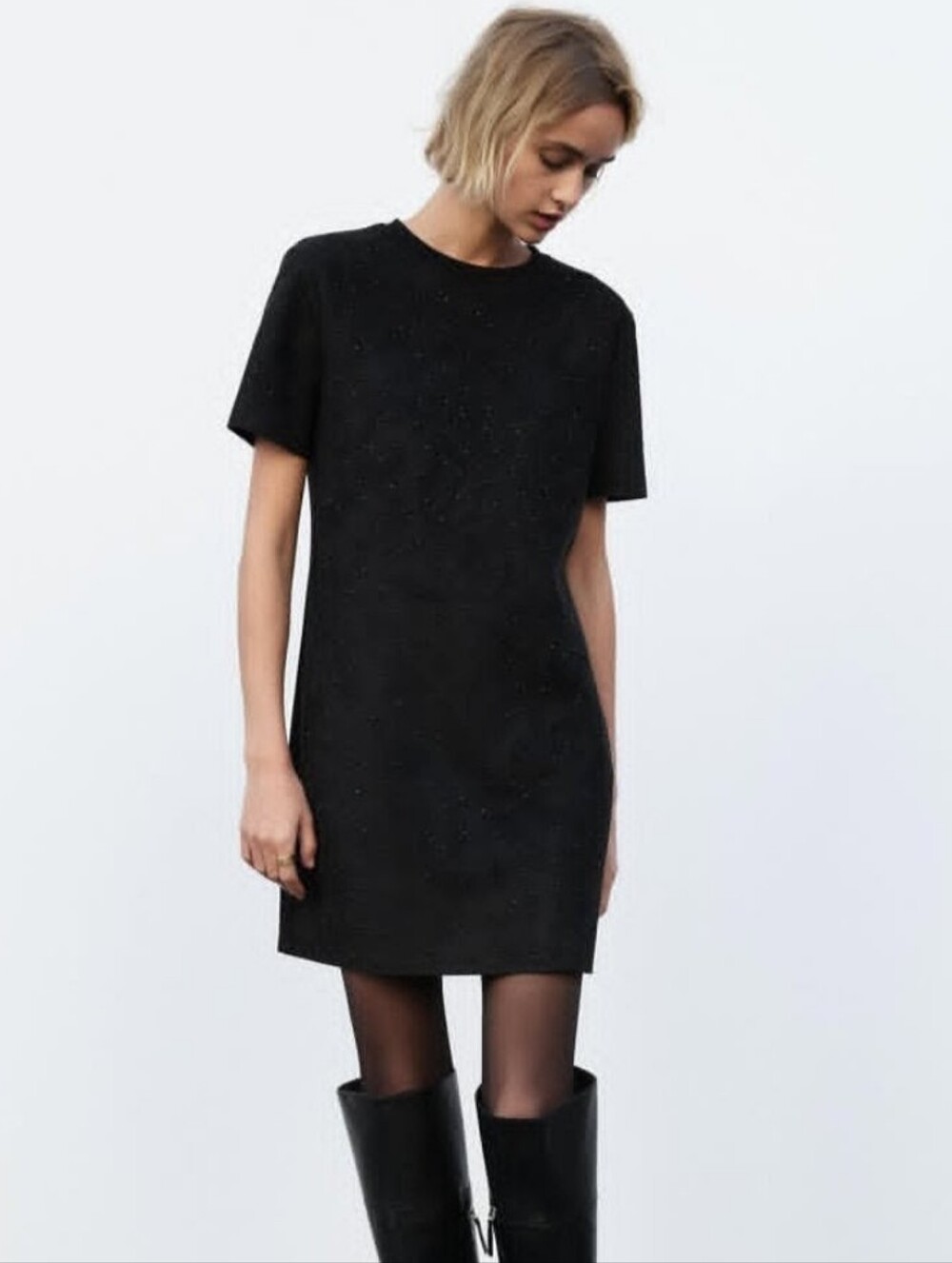 Zara Black Rhinestone Mini Dress | XS | Soft Stretch Dress